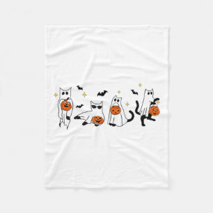 Cute Ghost Cat Funny Halloween Outfit Costumes Bla Fleece Blanket