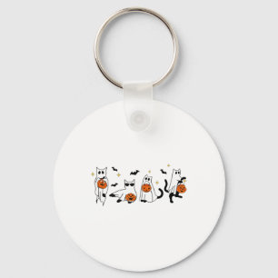 Cute Ghost Cat Funny Halloween Outfit Costumes Bla Keychain