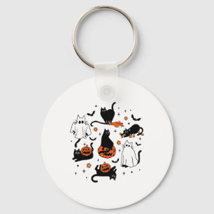 Cute Ghost Cat Funny Halloween Outfit Costumes Bla Keychain