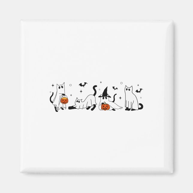 Cute Ghost Cat Funny Halloween Outfit Costumes Bla Magnet (Front)