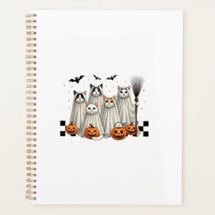 Cute Ghost Cat Funny Halloween Outfit Costumes Bla Planner