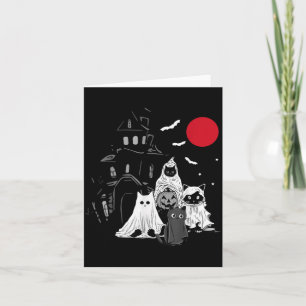 Cute Ghost Cat Funny Halloween Outfit Costumes Card
