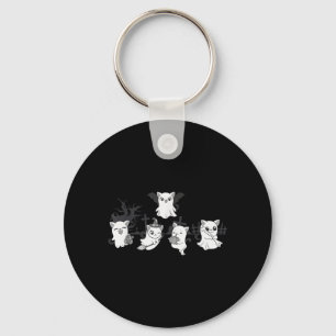 Cute Ghost Cat Funny Halloween Outfit Costumes Keychain