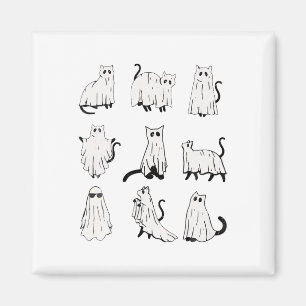 Cute Ghost Cat Funny Halloween Outfit Costumes Magnet
