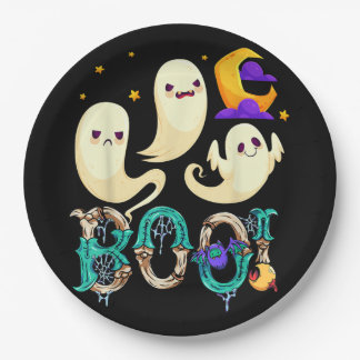 Cute Ghost Cat Funny Halloween Outfit s  Paper Plate