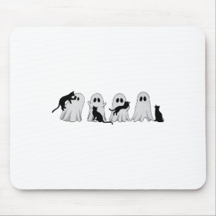 Cute Ghost Cat Halloween Outfit Costumes Cat Lover Mouse Pad