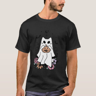 Cute Ghost Cat Pumpkin Halloween Costume Men Women T-Shirt