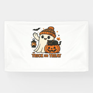 Cute Ghost Cat  Spooky Halloween Kitten  Magical W Banner