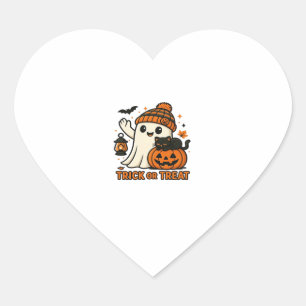 Cute Ghost Cat Spooky Halloween Kitten Magical W Heart Sticker