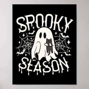 Cute Ghost Cat Spooky Season Halloween Costume Boy Poster