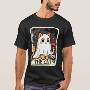 Cute Ghost Cat Tarot Card Halloween Costume T-Shirt