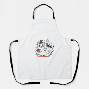 Cute Ghost Cat Tee - BOO Kitty Cat Halloween Funny Apron
