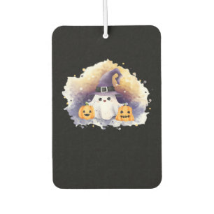 Cute Ghost Cat with Pumpkins � Kawaii Halloween Ar Air Freshener