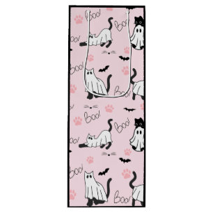 Cute Ghost Cats Halloween Wine Gift Bag