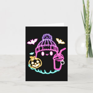Cute Ghost Coffee Drinking Spooky Halloween Card