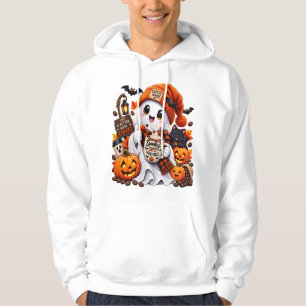 Cute Ghost Coffee Lover – Spooky Halloween Boo & B Hoodie