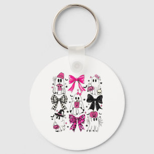 Cute Ghost Coquette Aesthetic Pink Bows Spooky Sea Keychain