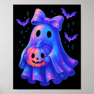 Cute Ghost Coquette Bow Halloween Spooky Season Poster