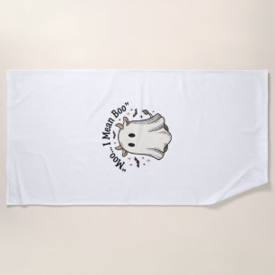 Cute Ghost Cow Halloween Moo I Mean Boo Shirt Desi Beach Towel