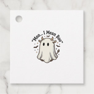 Cute Ghost Cow Halloween Moo I Mean Boo Shirt Desi Favour Tags