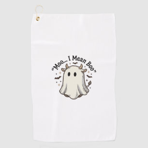 Cute Ghost Cow Halloween Moo I Mean Boo Shirt Desi Golf Towel