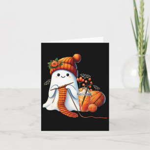Cute Ghost Crochet Knitting Lovers Halloween Coffe Card