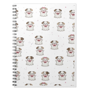 Cute Ghost Dog Halloween Bandana Pink Bow Spooky  Notebook