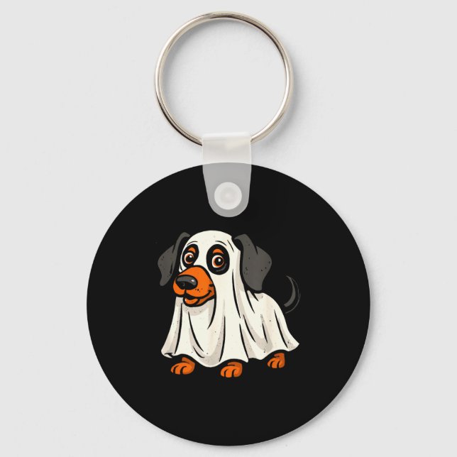 Cute ghost dog halloween dachshund  keychain (Front)