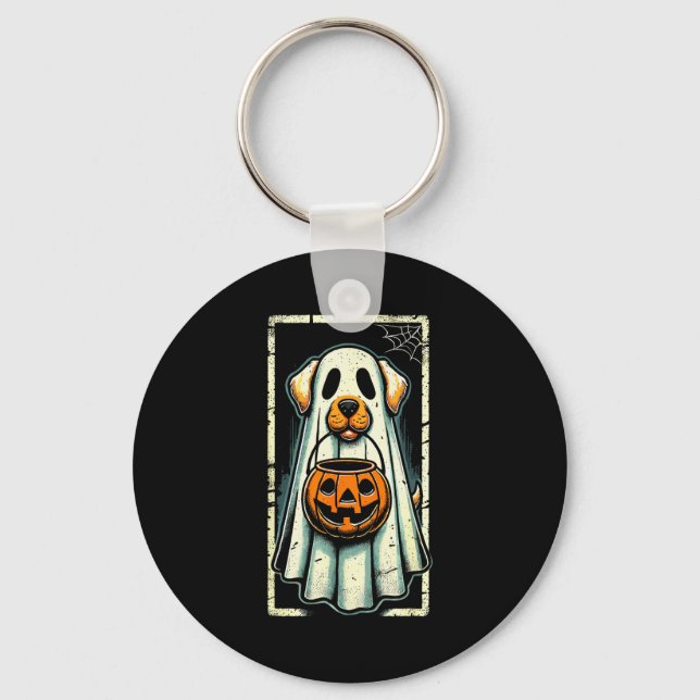 Cute Ghost Dog Men Women Kids Halloween Funny Ghos Keychain (Front)