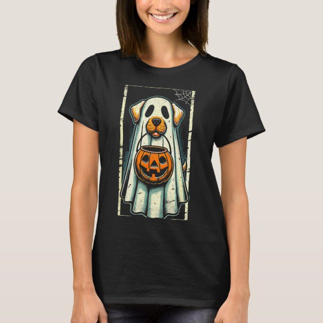 Cute Ghost Dog Men Women Kids Halloween Funny Ghos T-Shirt (Front)