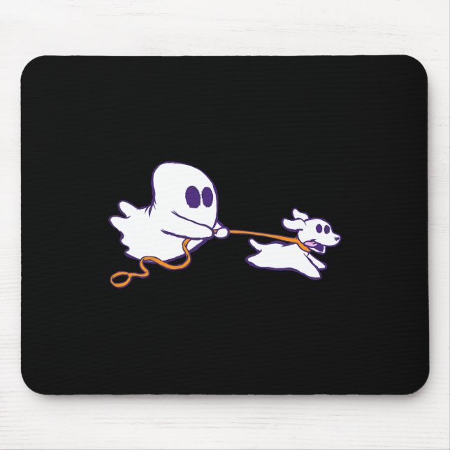 Cute Ghost Dog Walker Graphic Halloween Costume  Mouse Pad (Front)