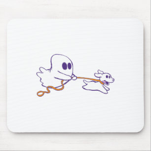 Cute Ghost Dog Walker Graphic Halloween Costume  Mouse Pad
