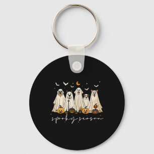 Cute Ghost Dogs Happy Halloween Spooky Season Tric Keychain
