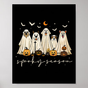 Cute Ghost Dogs Happy Halloween Spooky Season Tric Poster