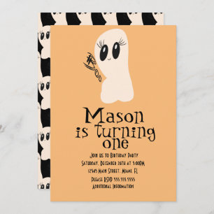Cute Ghost Doodle Halloween Any Age Birthday Invitation