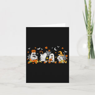 Cute Ghost Drinking Coffee Halloween Fall Ghost Bo Card