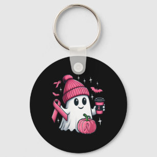 Cute Ghost Drinking Coffee Halloween Ghost Breast Keychain