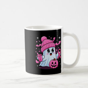 Cute Ghost Drinking Coffee Halloween Ghost Breast Mug
