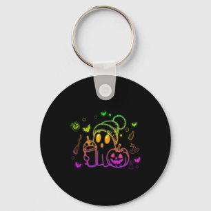 Cute Ghost Drinking Coffee Halloween Ghost Coffee Keychain