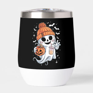 Cute Ghost Drinking Coffee Halloween Iced Coffee