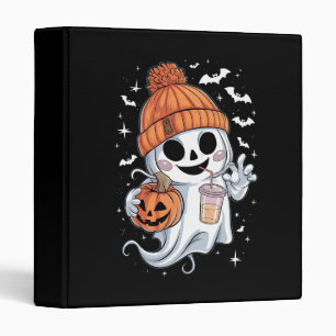 Cute Ghost Drinking Coffee Halloween Iced Coffee Binder