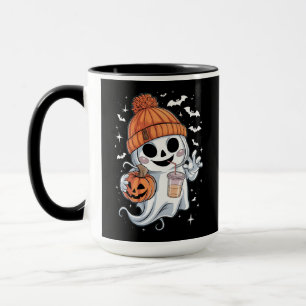 Cute Ghost Drinking Coffee Halloween Iced Coffee Mug