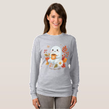Cute Ghost Drinking Coffee T-Shirt - Cozy Vibes O