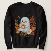 Cute Ghost Drinking Coffee T-Shirt - Cozy Vibes O