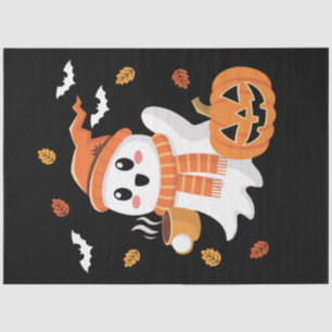 Cute Ghost Drinking Ice Coffee Halloween  Tissue Paper