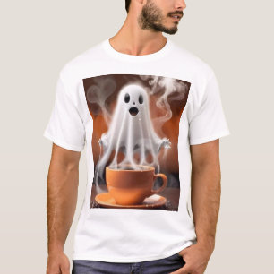 Cute Ghost Emerging Steam Coffee Mug Spooky Hallow T-Shirt