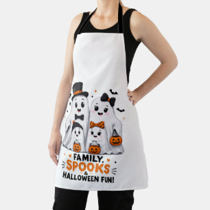 Cute Ghost Family Halloween Fun Apron