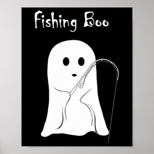 Cute Ghost Fishing Boo Halloween Spooky Season Cos Poster