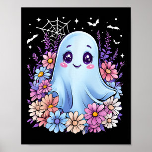Cute Ghost Flower Halloween Costume Girl Women Spo Poster