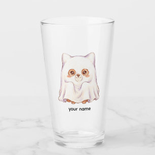 Cute Ghost Fox Halloween - Spooky Cute Chubby Anim Glass
